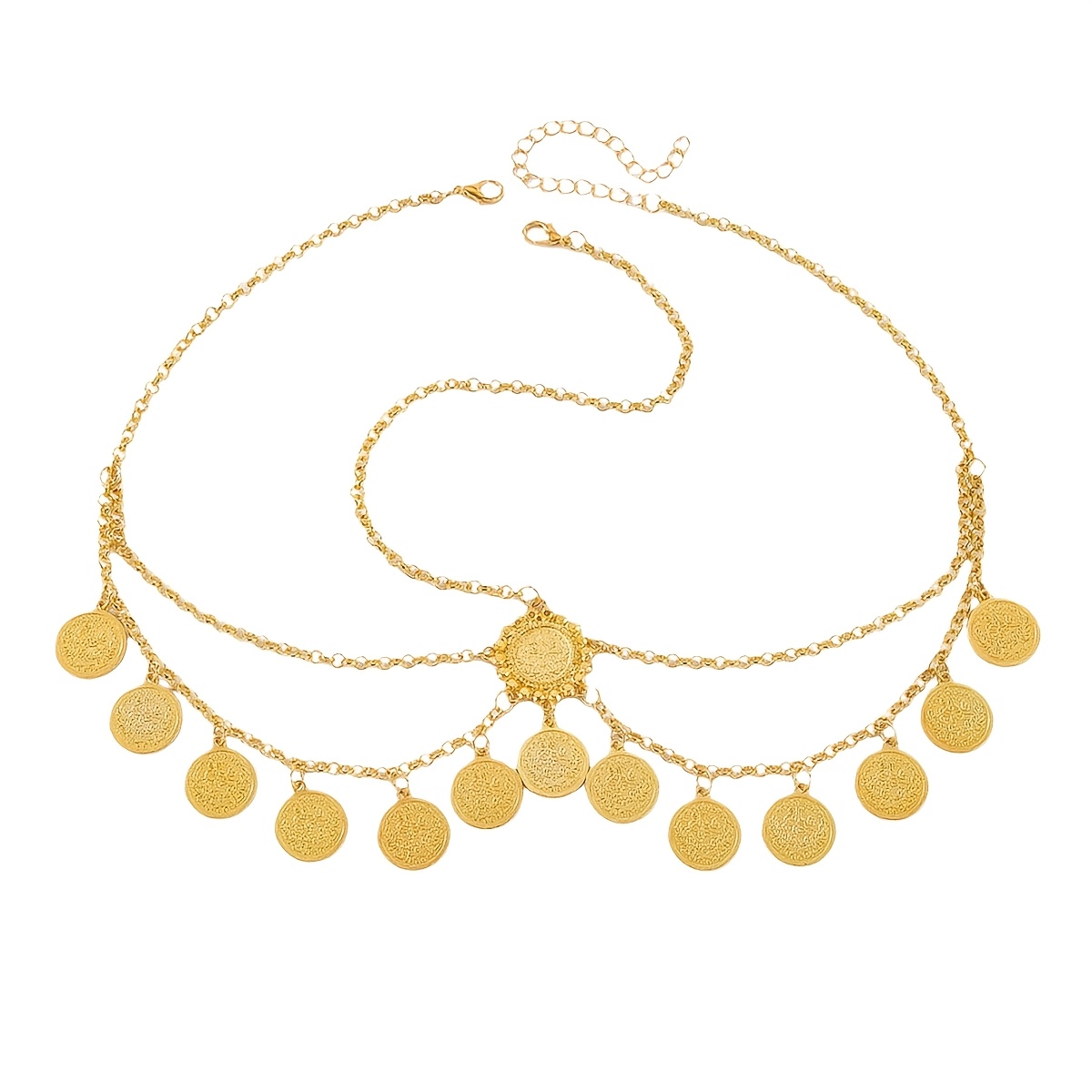 Retro Ethnic-style Golden Round Piece Pendant Headpiece